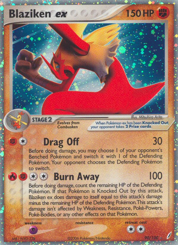 Blaziken ex card artwork from Crystal Guardians, number 90/100